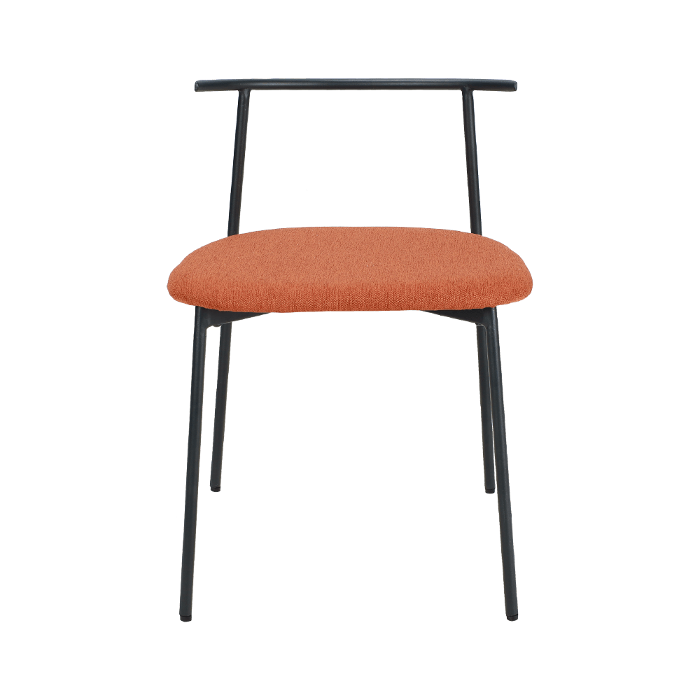 오렌지 구부러진 백 금속 다리 식당 의자