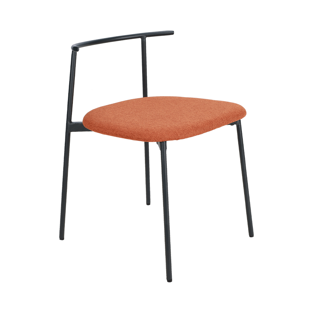 오렌지 구부러진 백 금속 다리 식당 의자