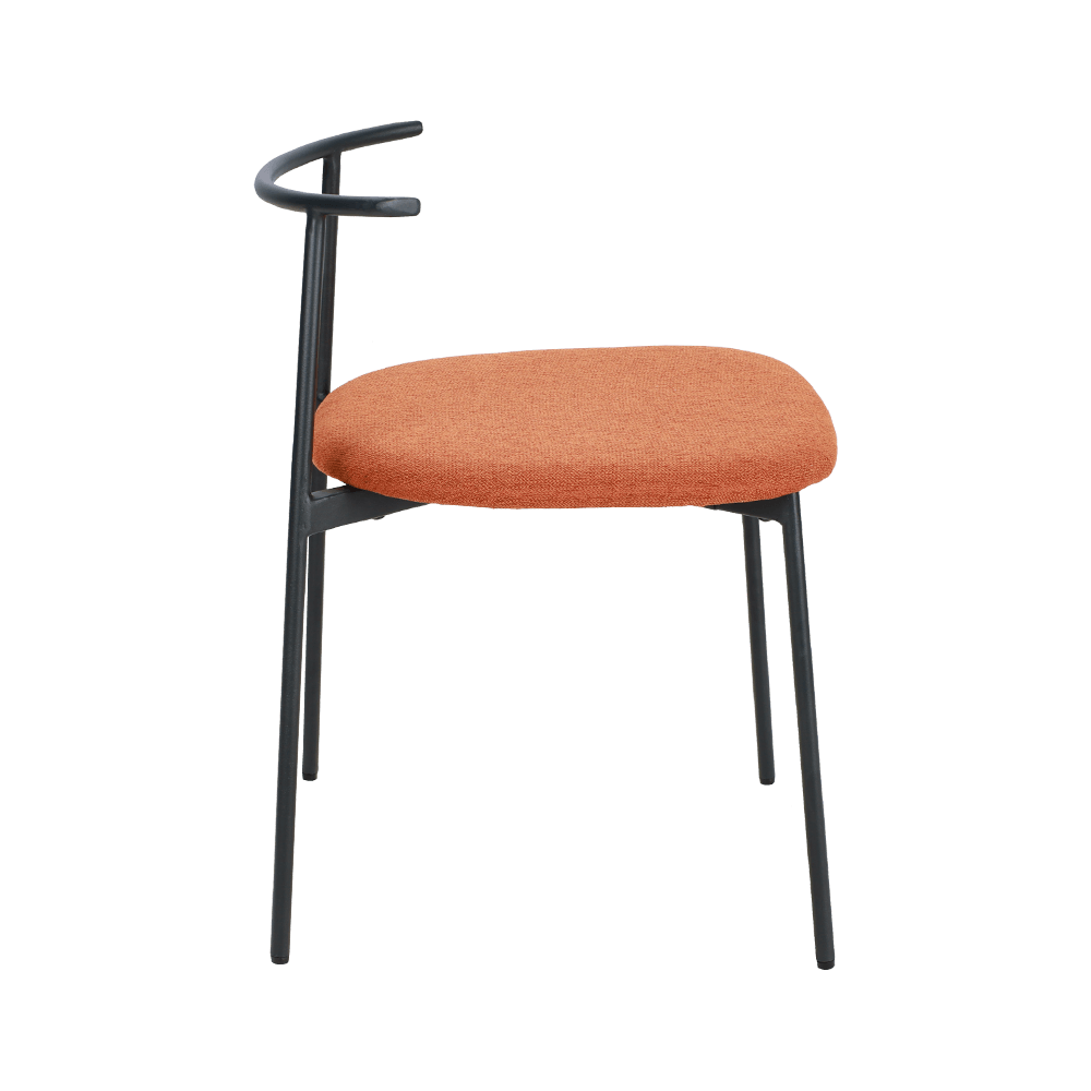 오렌지 구부러진 백 금속 다리 식당 의자