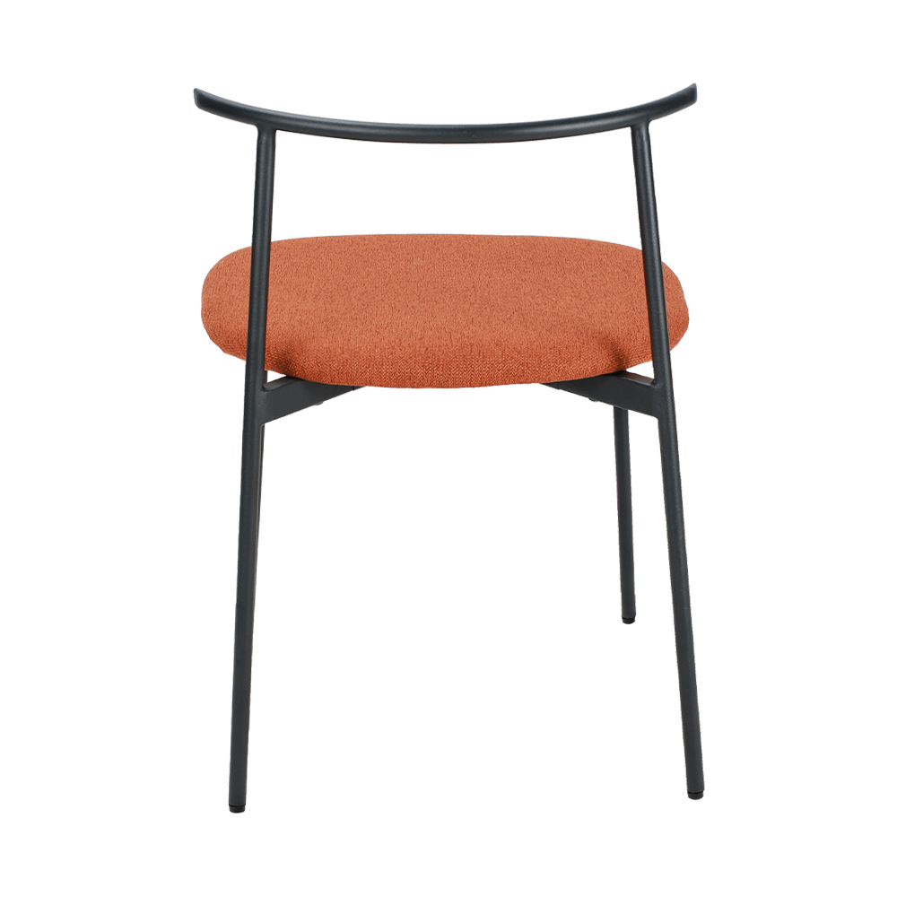 오렌지 구부러진 백 금속 다리 식당 의자